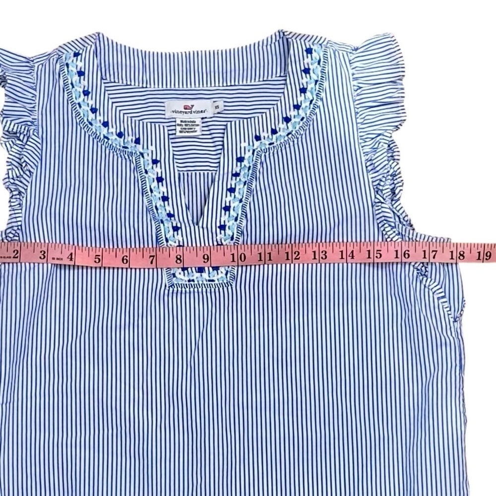 Vineyard Vines Blue and White Embroidered Blouse Size XS - Picture 9 of 10